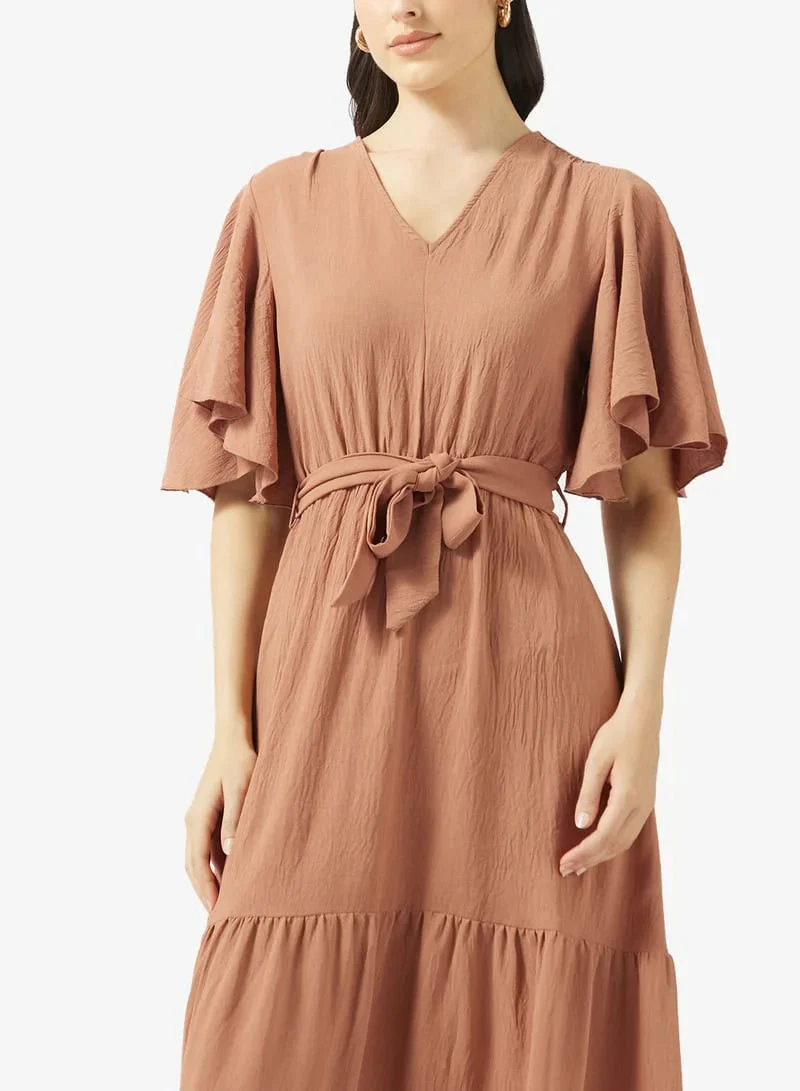 Tiered Maxi Dress - Flutter Sleeve - Image 3