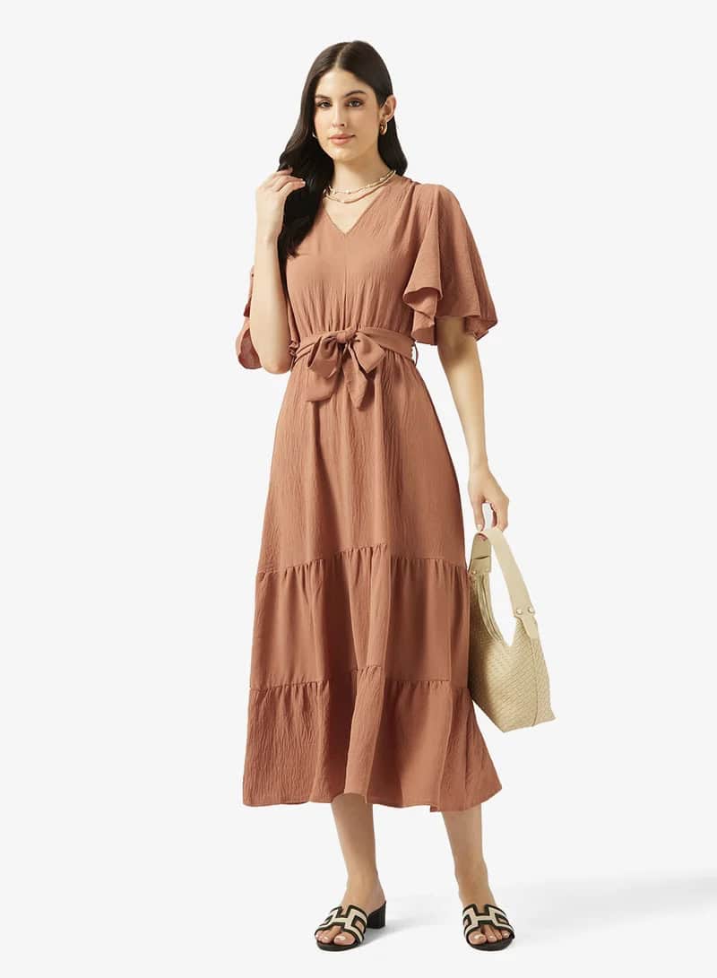 Tiered Maxi Dress - Flutter Sleeve - Image 4