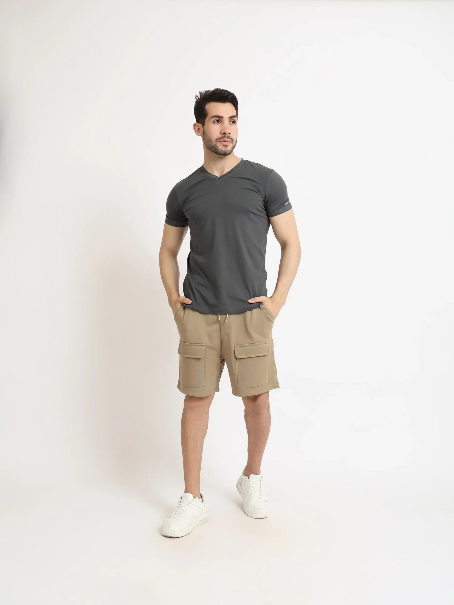 Red cotton Undershirt For Men Short Sleeves Requral Fit - Dark grey