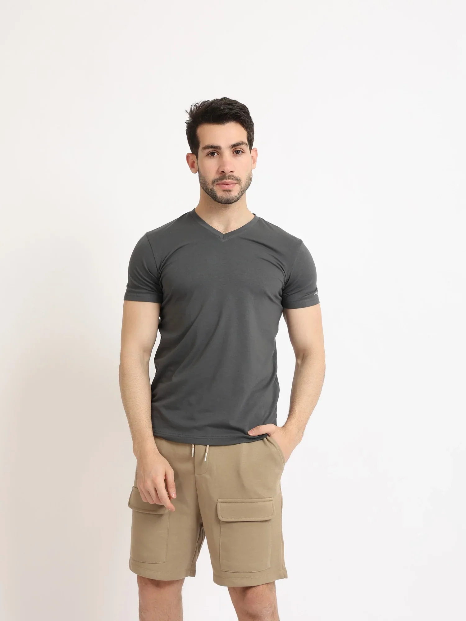 Red cotton Undershirt For Men Short Sleeves Requral Fit - Dark grey - Image 2
