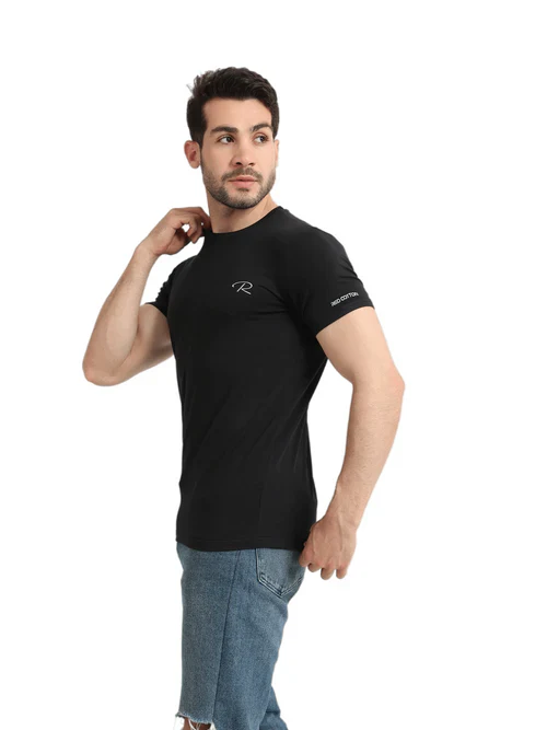 Undershirt For Men Short Sleeves Requral Fit - Black - Image 2