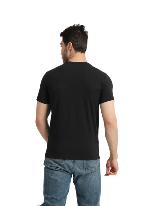 Undershirt For Men Short Sleeves Requral Fit - Black - Image 4