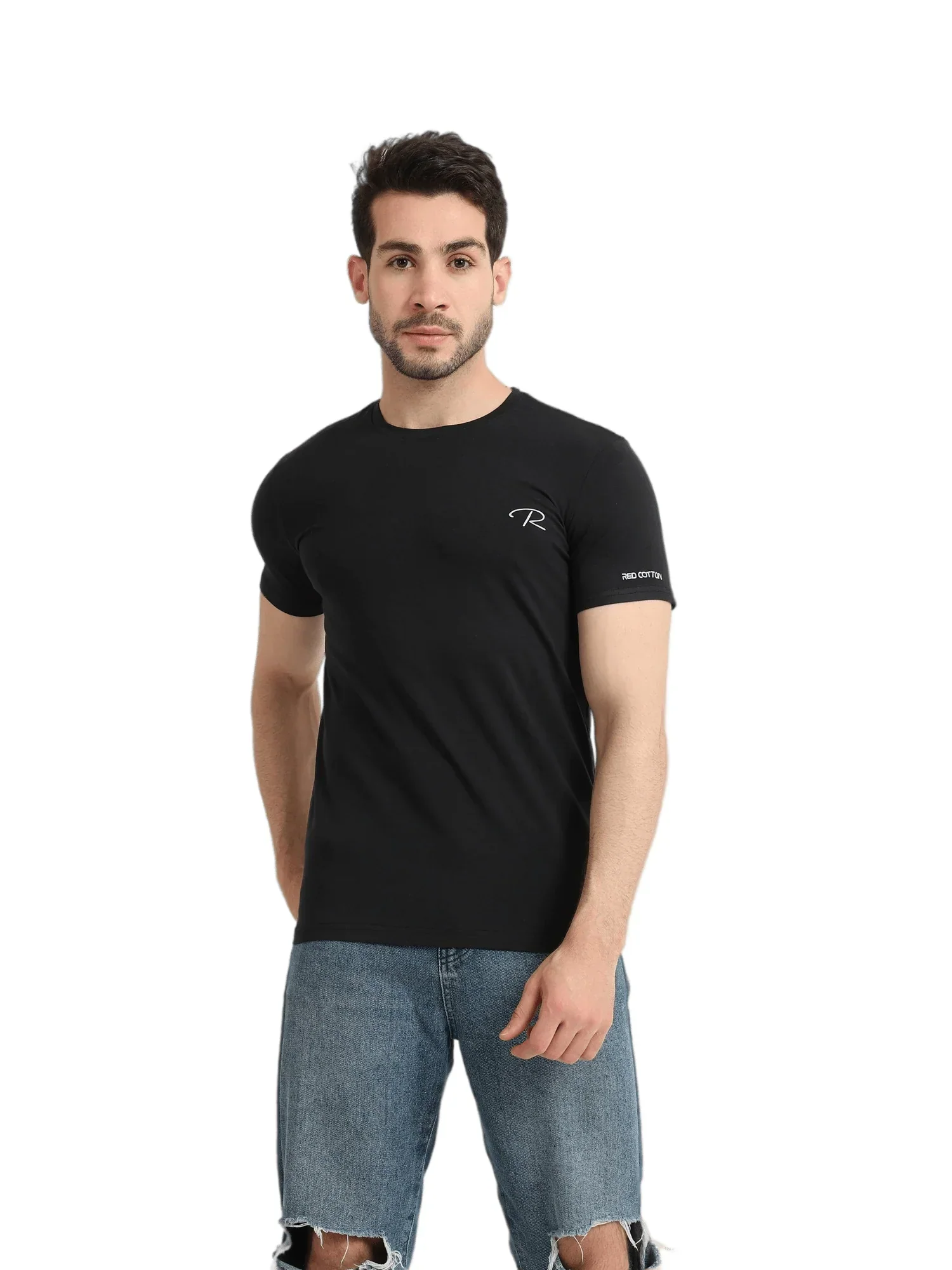 Undershirt For Men Short Sleeves Requral Fit - Black - Image 5