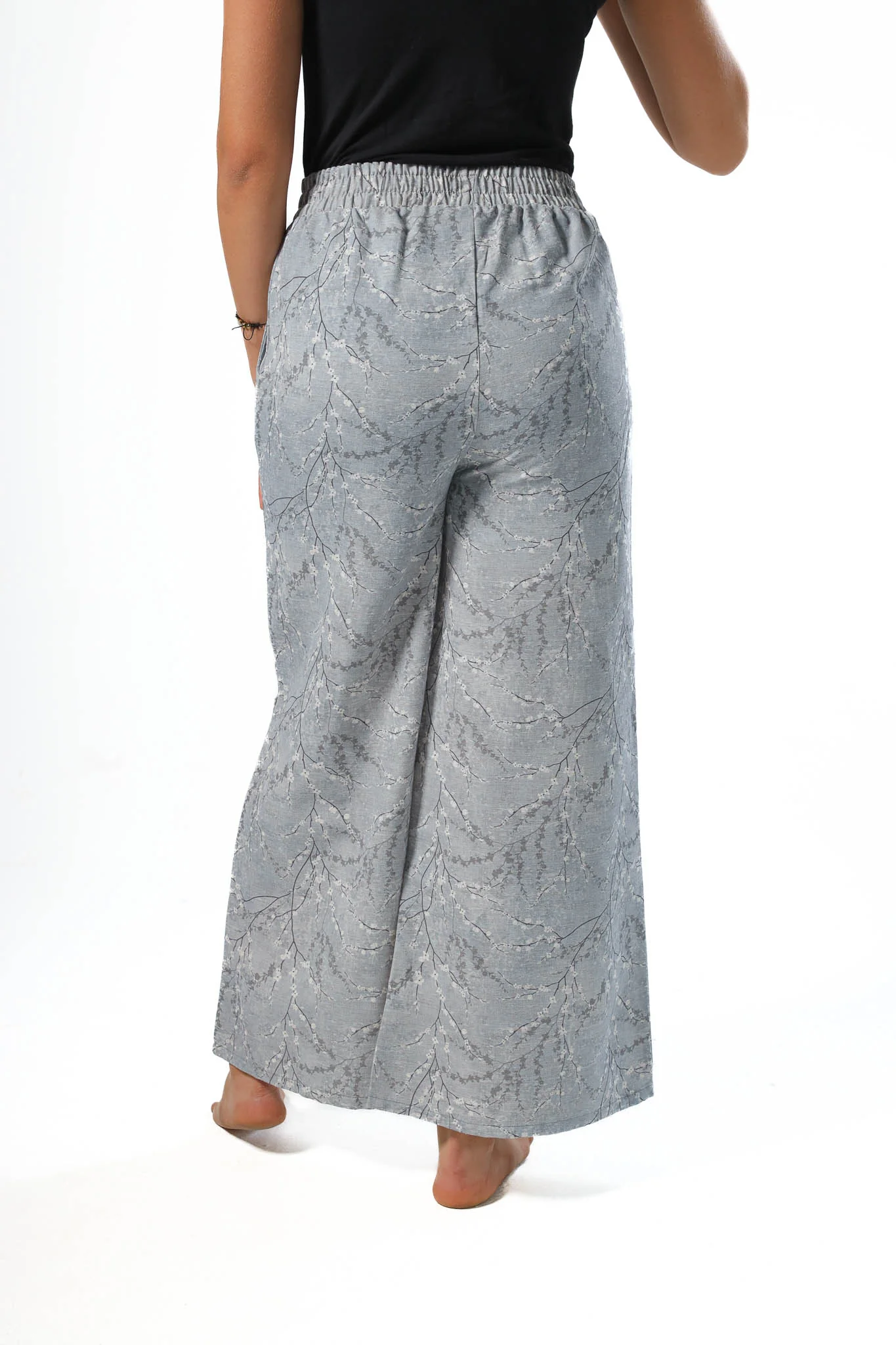 Wide Leg pants, full elastic waist - Grey - Image 2