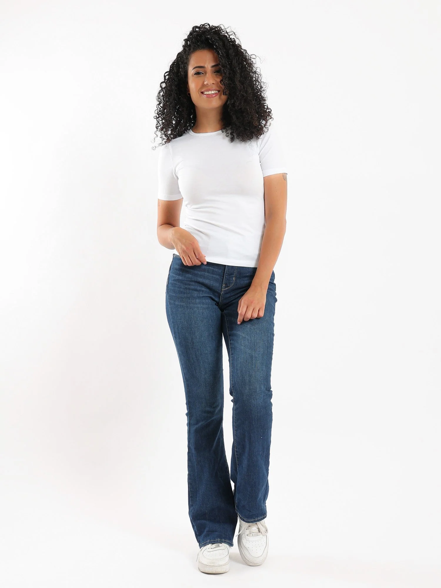 Women Basic Shirt, Short Sleeve - White - Image 4