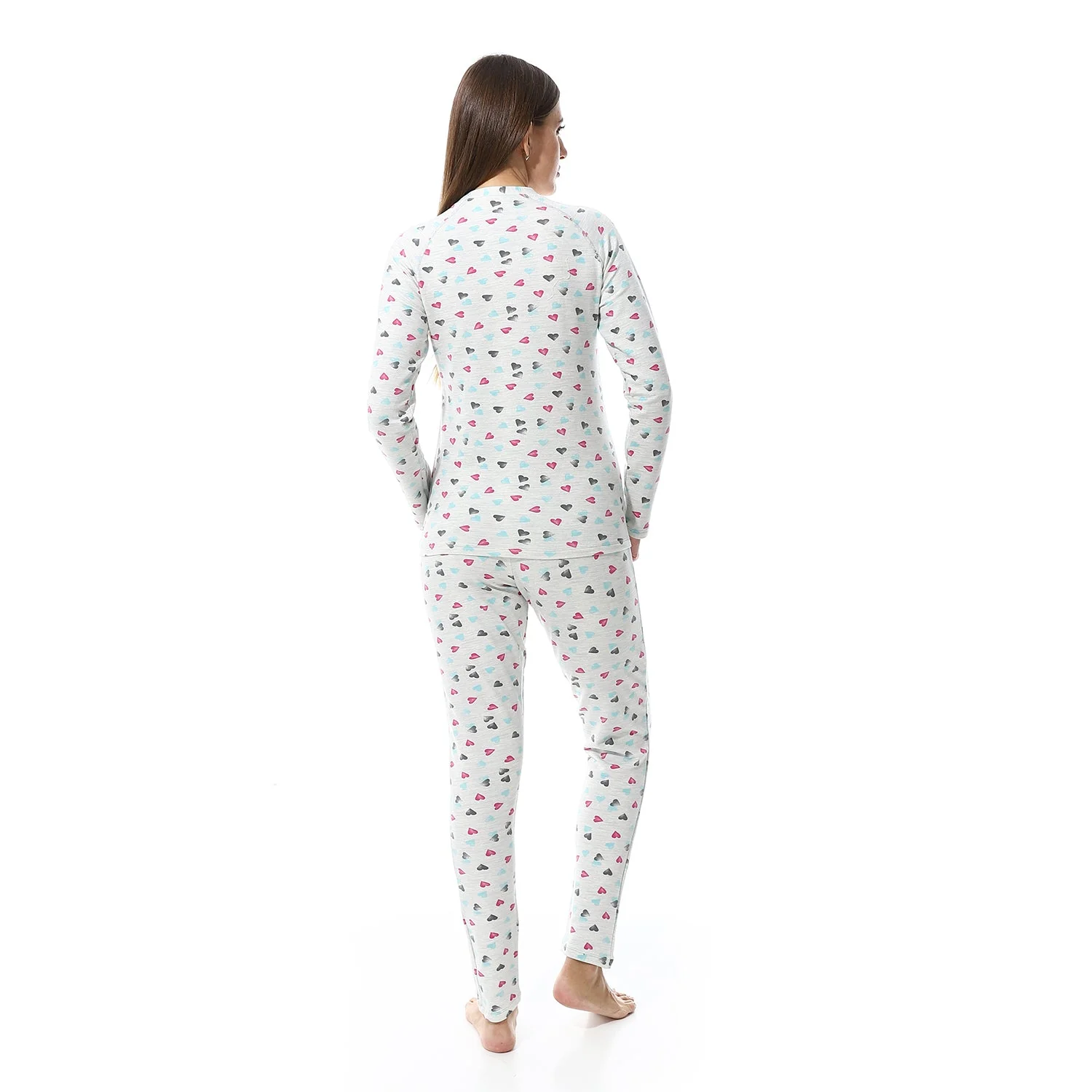 Women Printed Thermal Set Padded Inside - Gray - Image 6