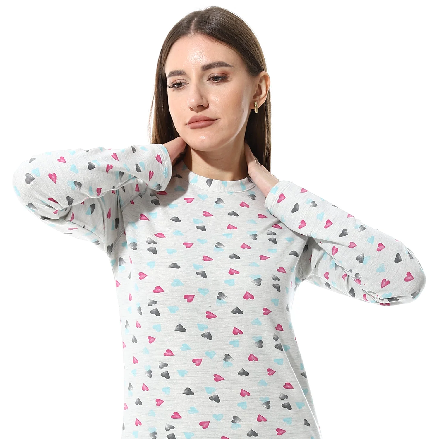 Women Printed Thermal Set Padded Inside - Gray - Image 7