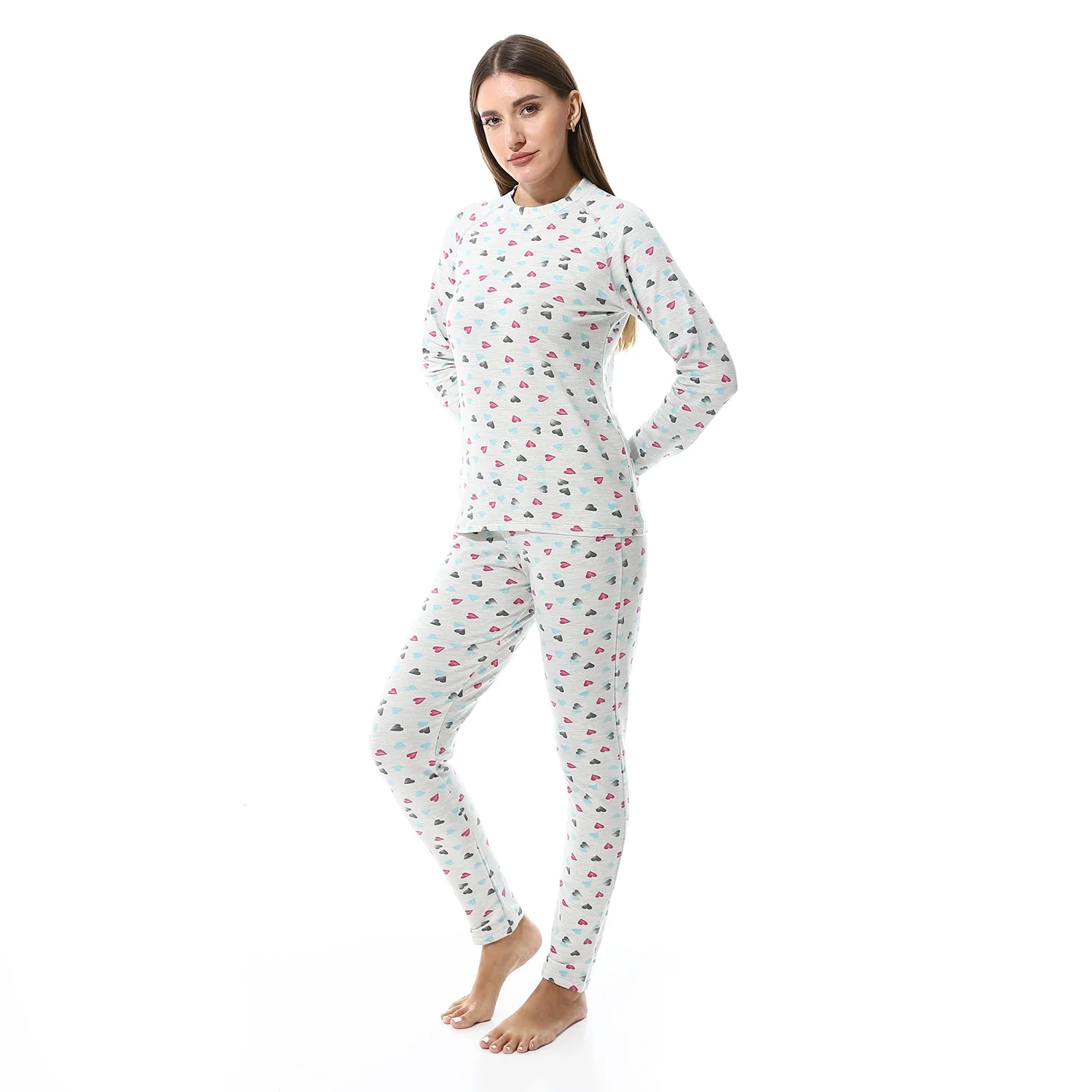 Women Printed Thermal Set Padded Inside - Gray - Image 8