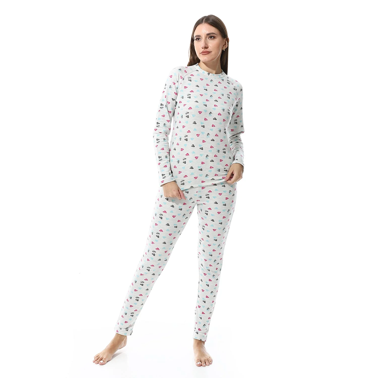 Women Printed Thermal Set Padded Inside - Gray - Image 9