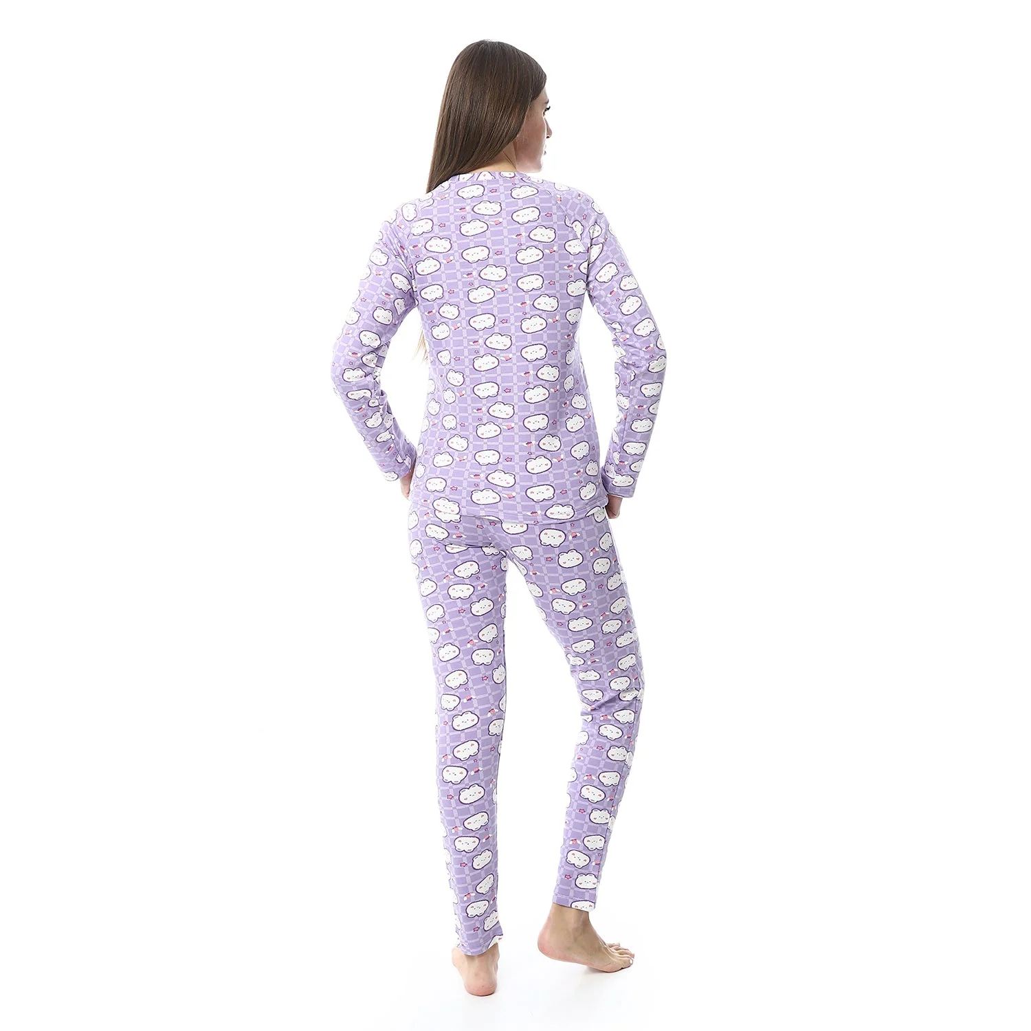 Women Printed Thermal Set Padded Inside - Purple - Image 10