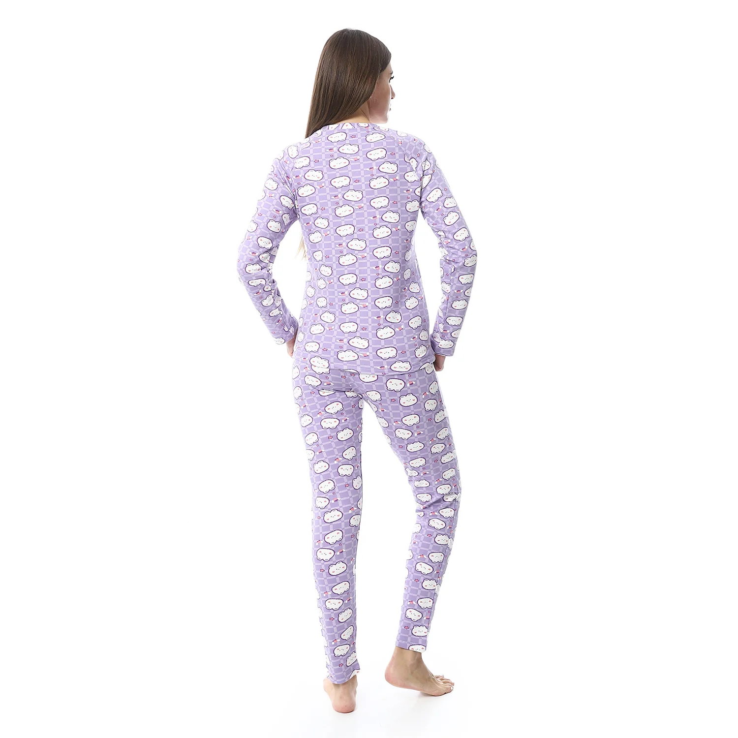 Women Printed Thermal Set Padded Inside - Purple - Image 2