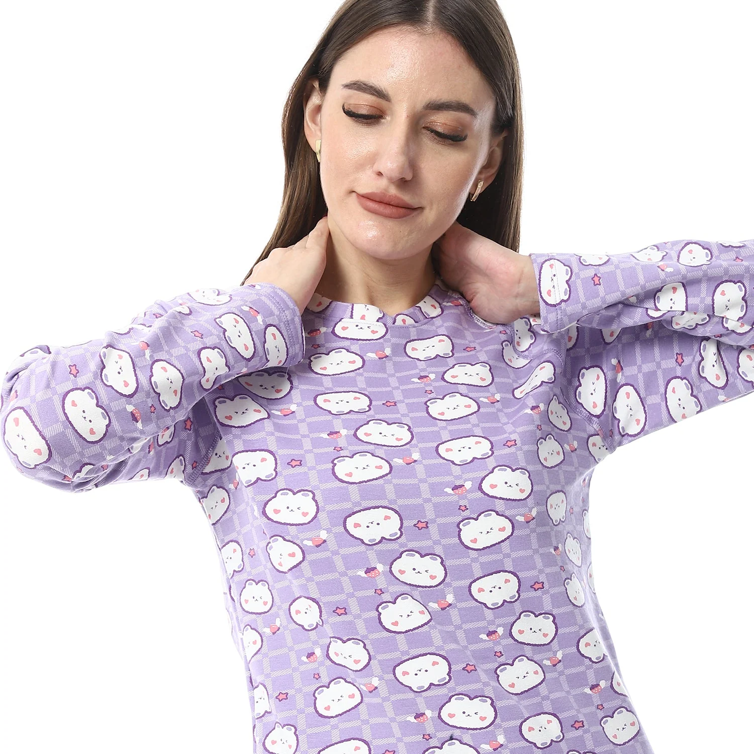 Women Printed Thermal Set Padded Inside - Purple - Image 7