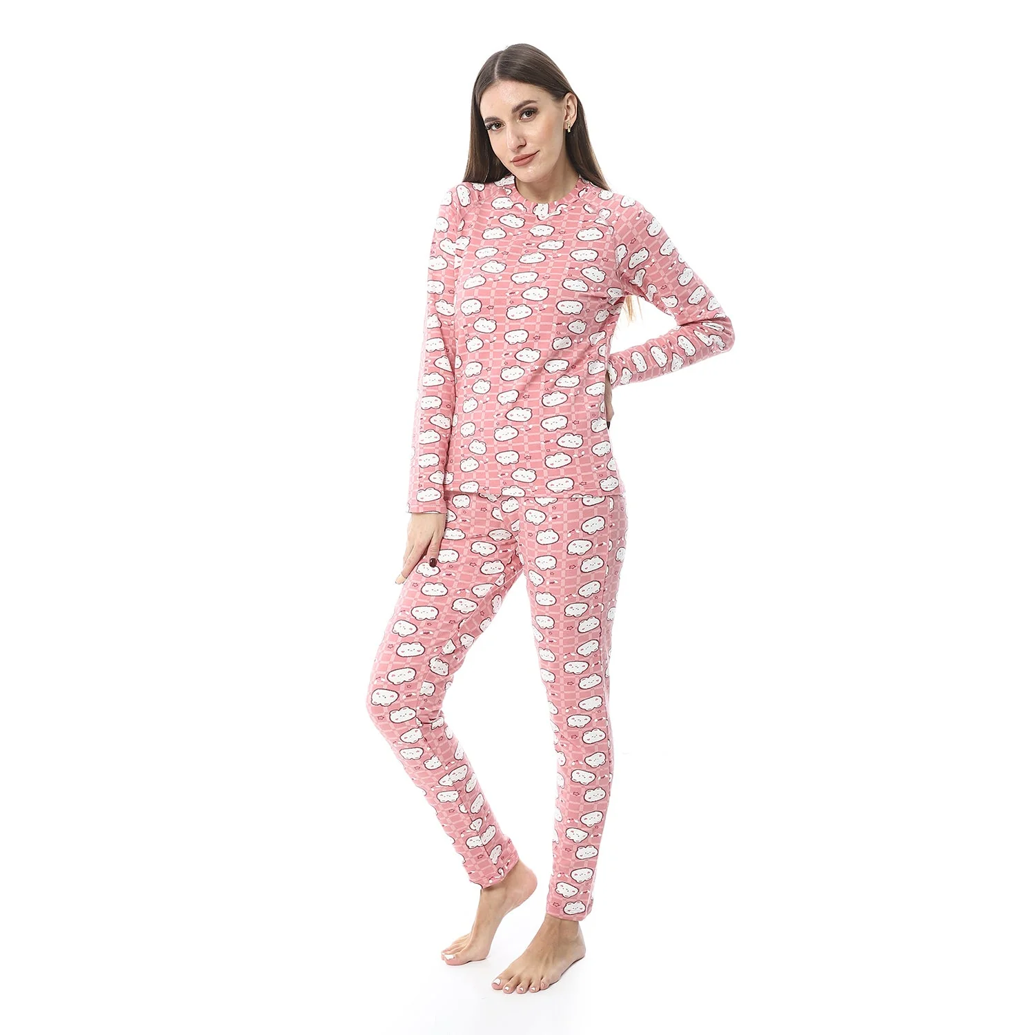 Women Printed Thermal Set Padded Inside - Rose - Image 11