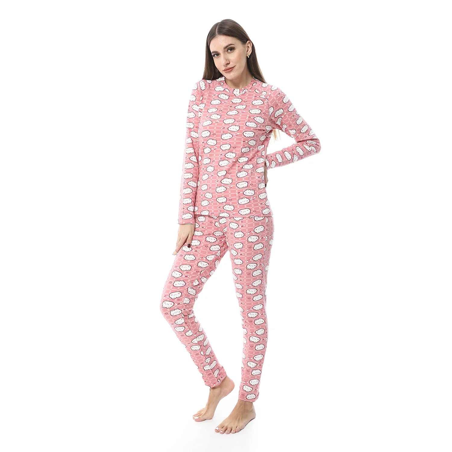 Women Printed Thermal Set Padded Inside - Rose - Image 4