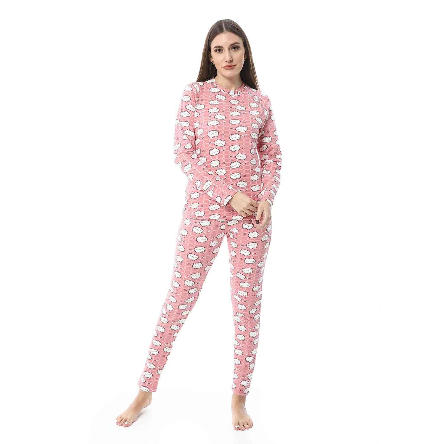 Women Printed Thermal Set Padded Inside - Rose - Image 8