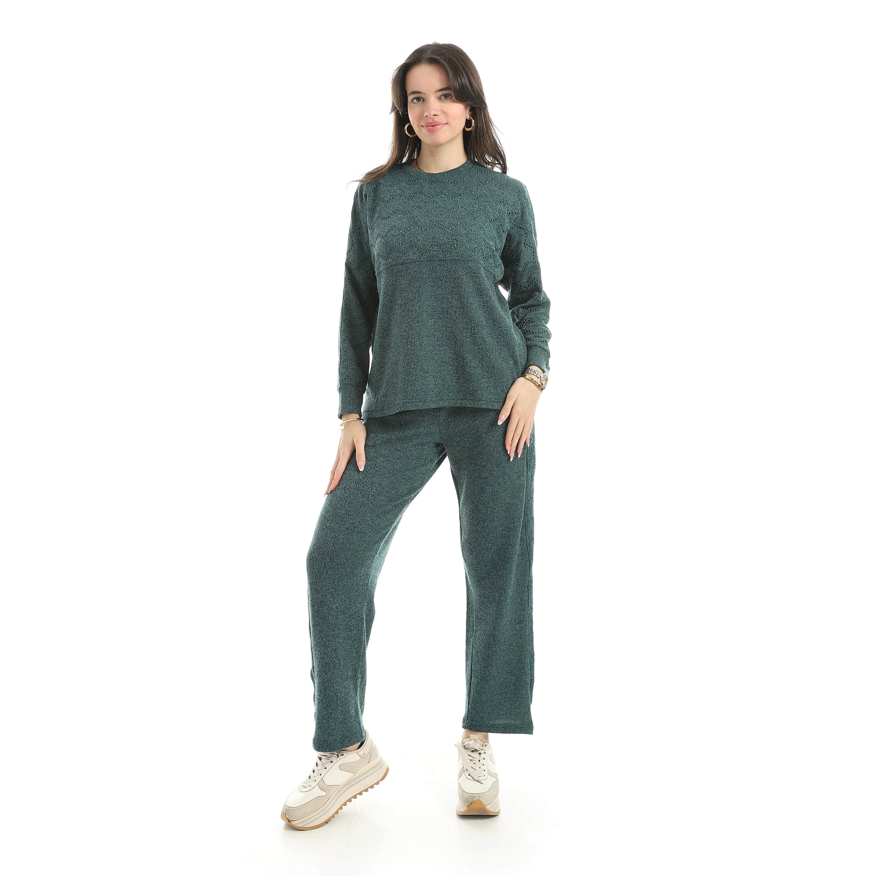 Women’s 2-Piece Pajama Set Red Cotton - Image 2