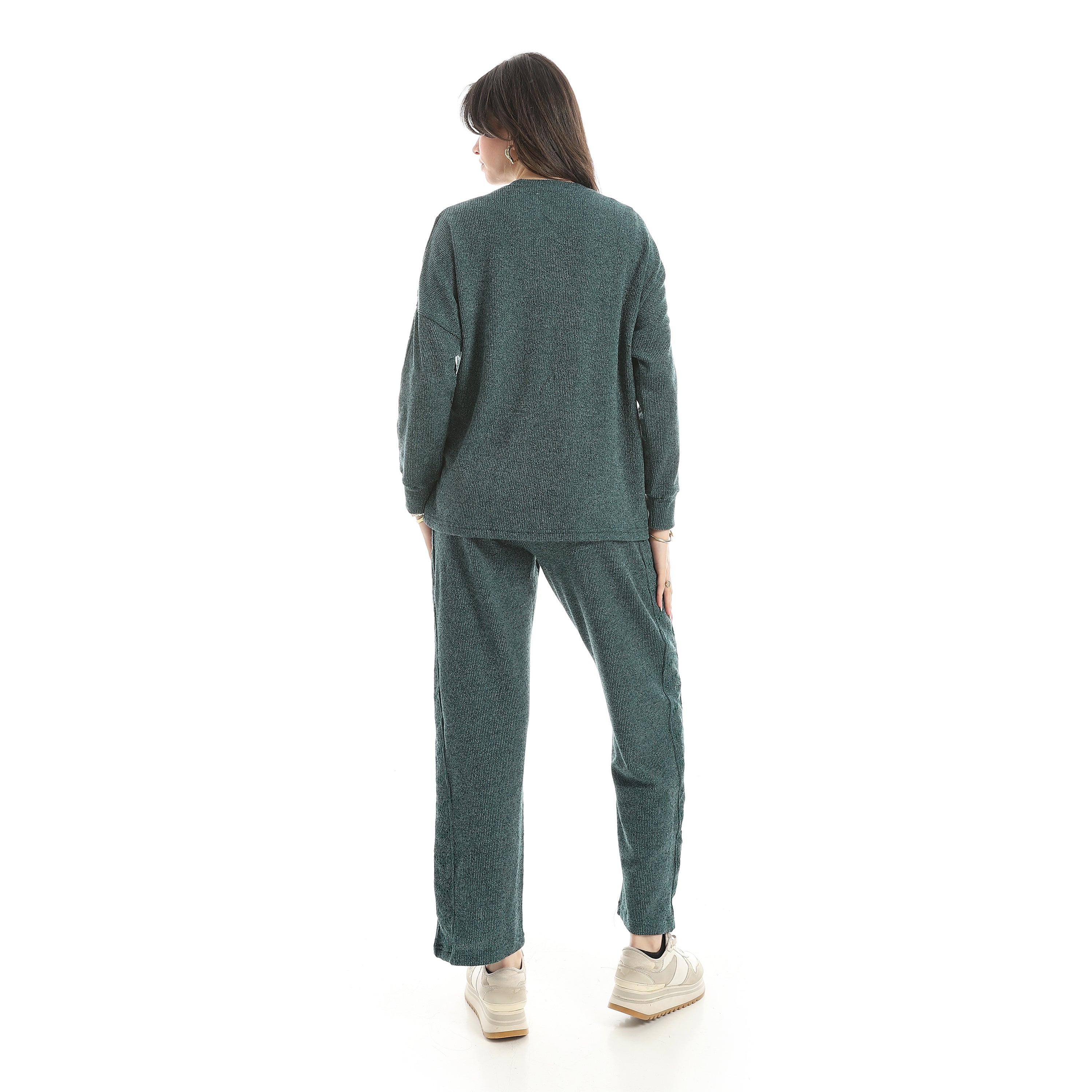 Women’s 2-Piece Pajama Set Red Cotton - Image 3