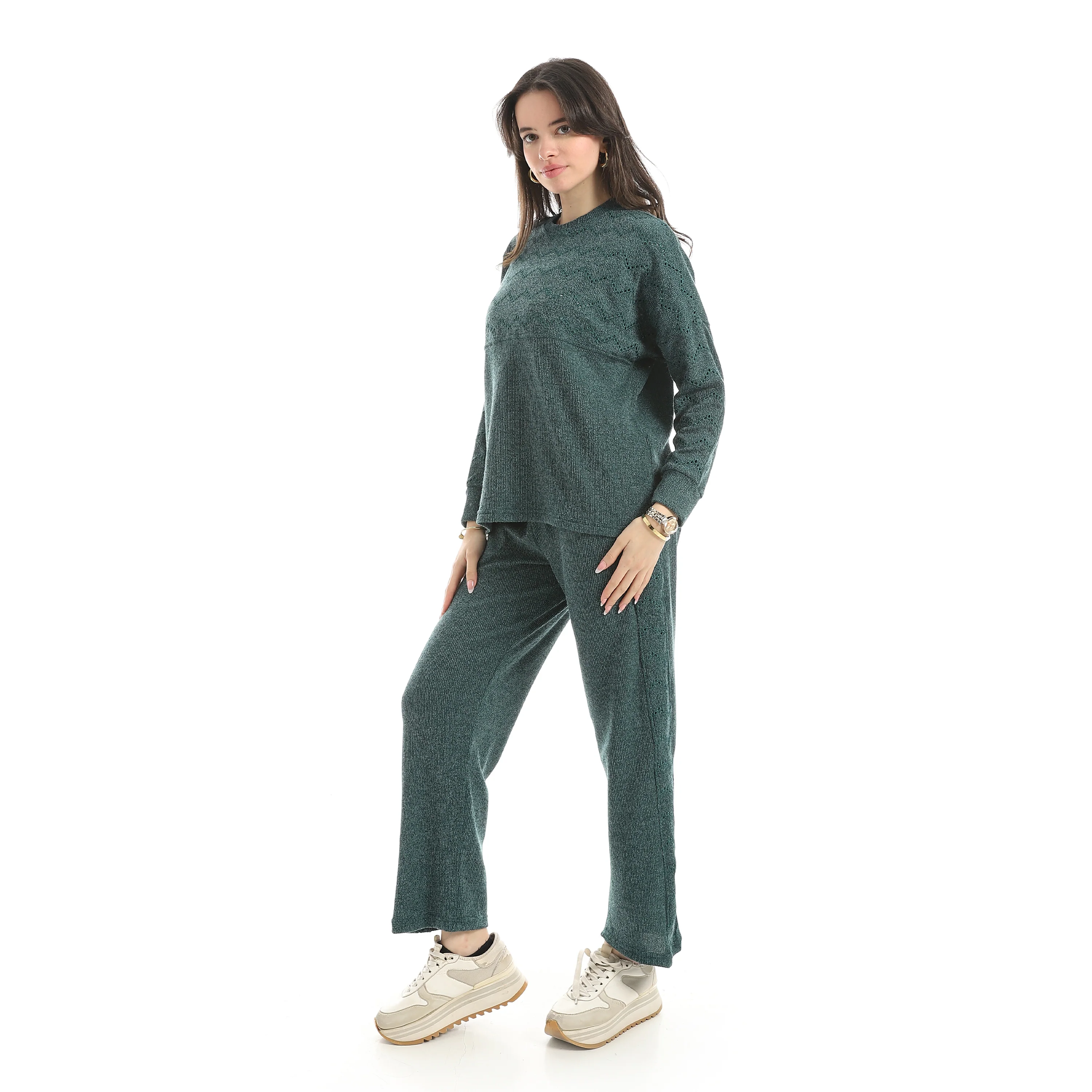 Women’s 2-Piece Pajama Set Red Cotton - Image 5