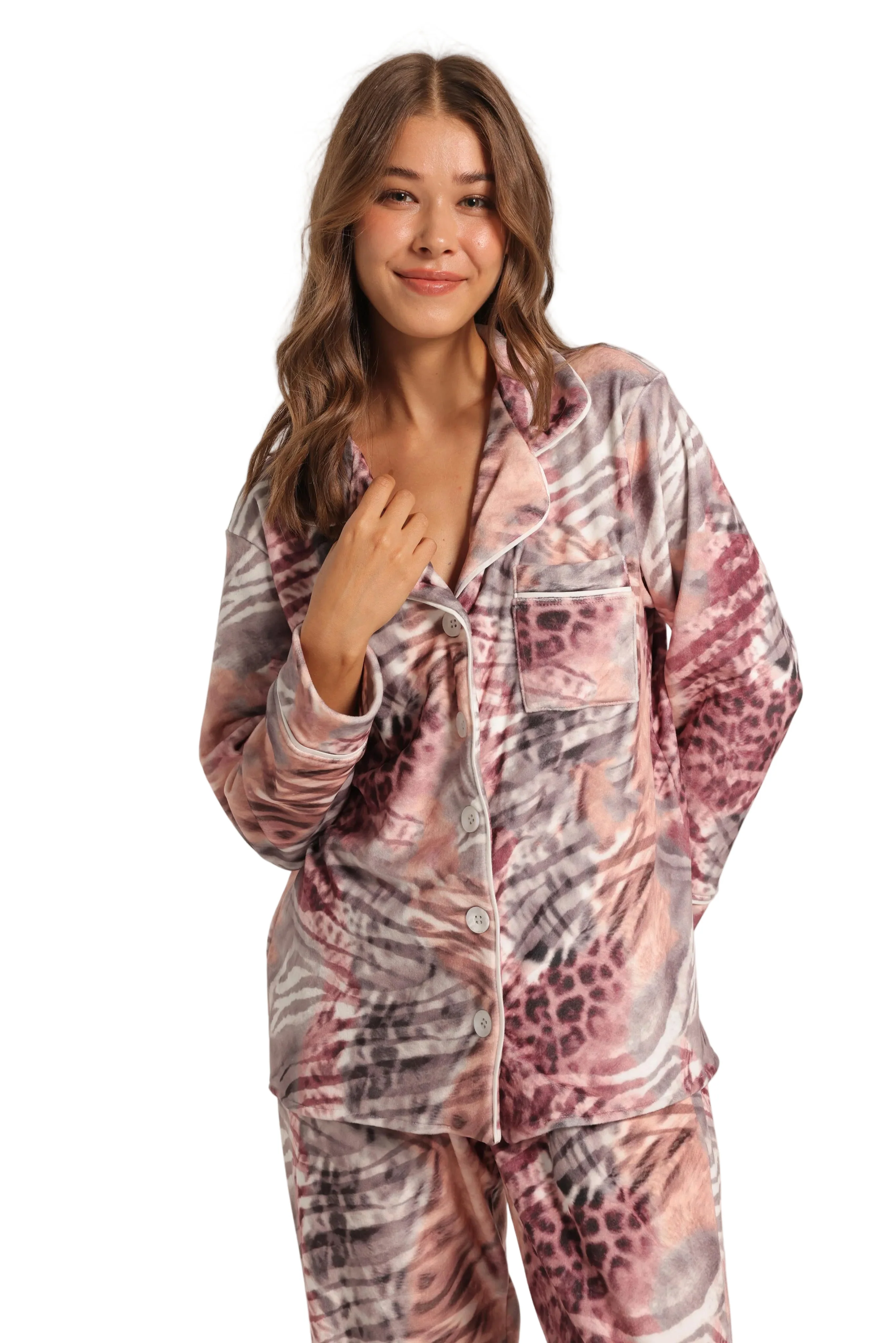 Women’s Printed Pajama Set – Soft & Comfortable Button-Up Sleepwear - Image 2