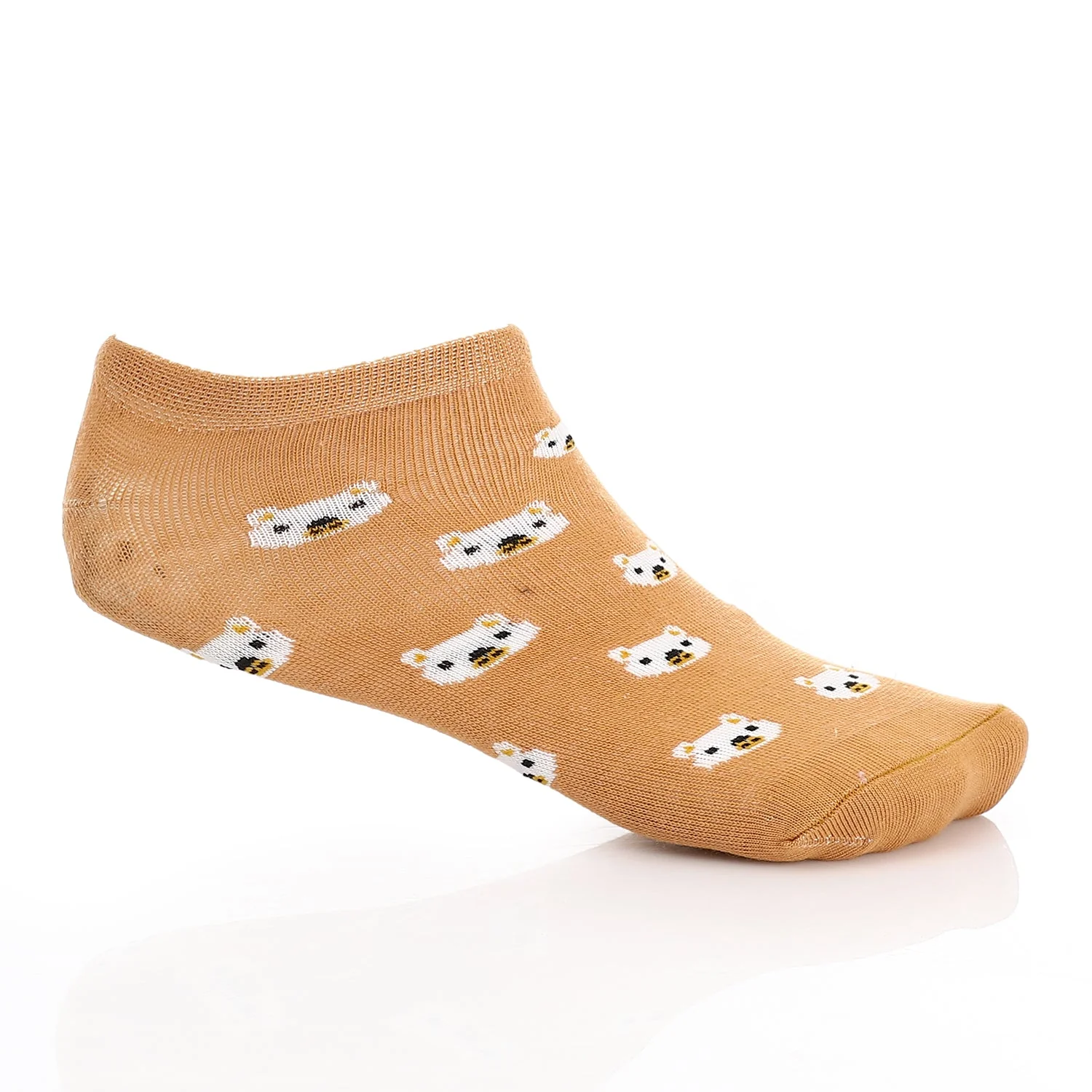 Women Socket Socks with Printed - Beige - Image 5