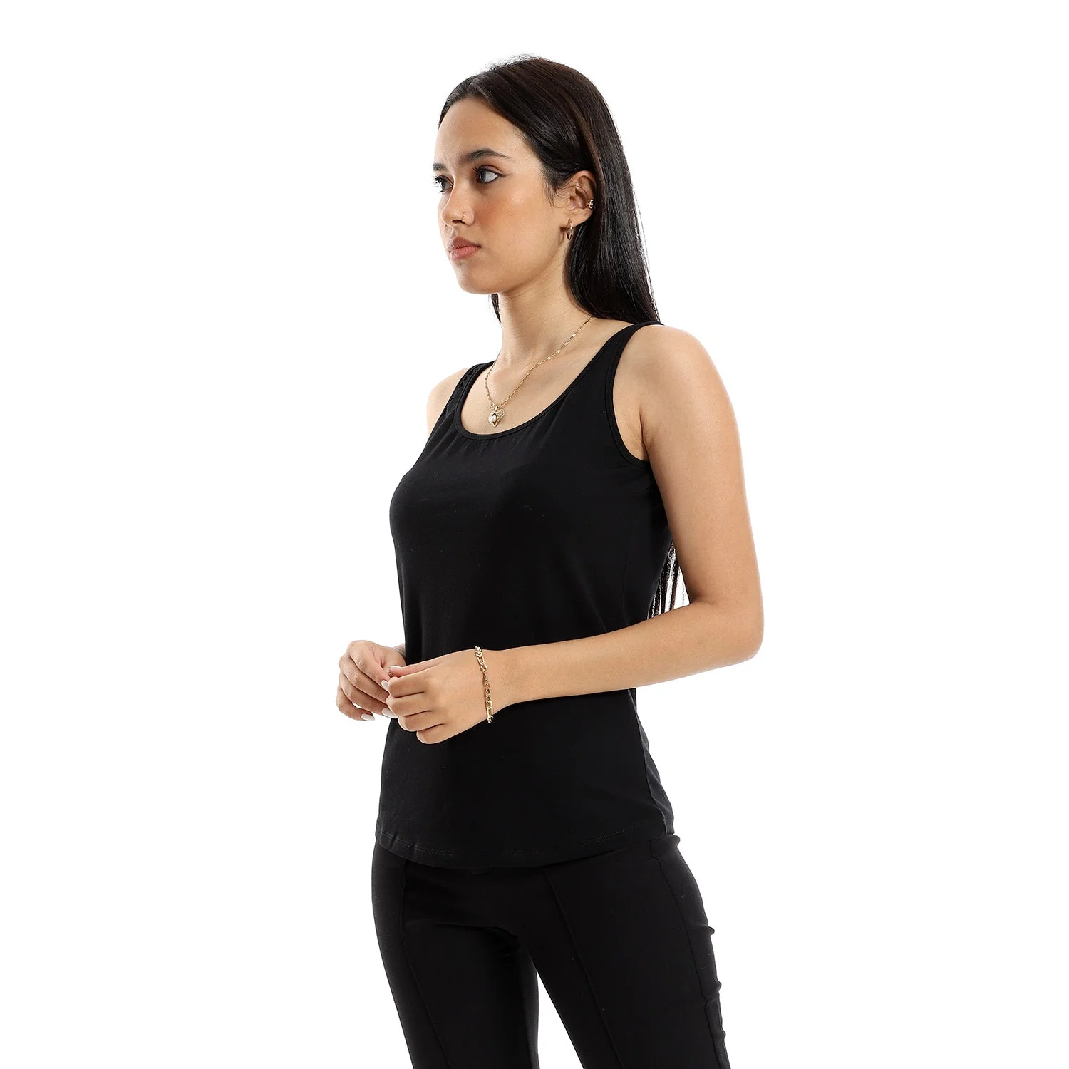 Women Tank Top Wide Strap - Black - Image 3