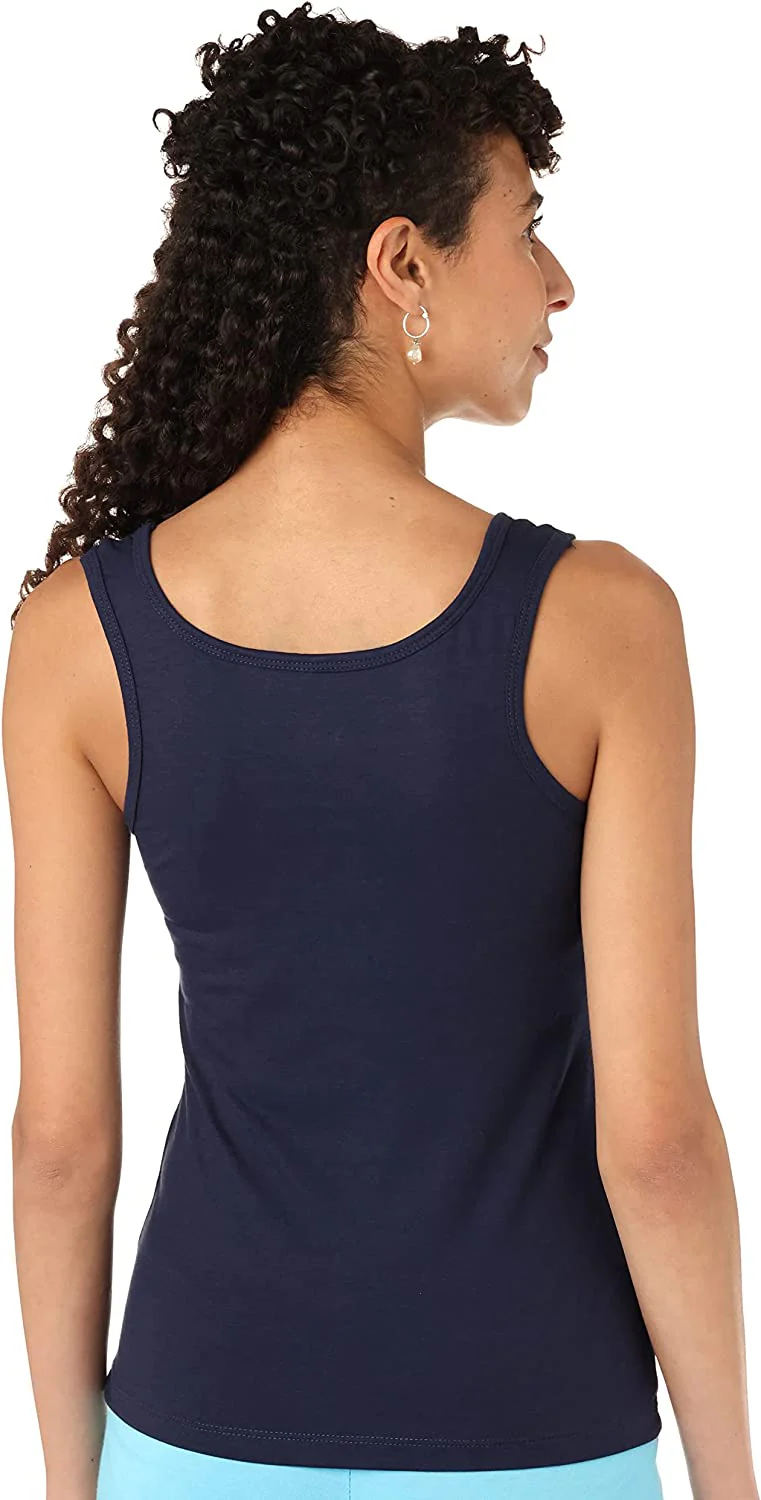 Women Tank Top Wide Strap - Navy Blue - Image 2