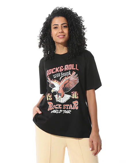 Women's Black "Rock Star" Graphic T-shirt - Image 2