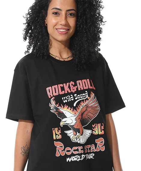 Women's Black "Rock Star" Graphic T-shirt - Image 4