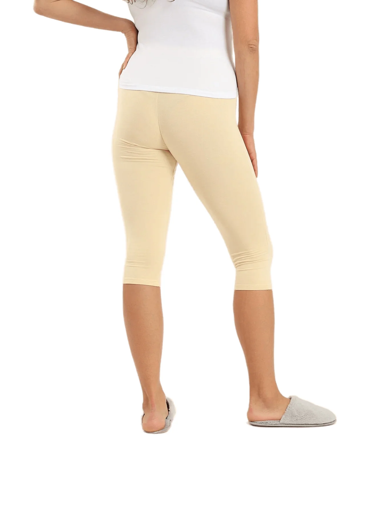 Women's Capri Leggings For Comfort And Style - Beige - Image 3