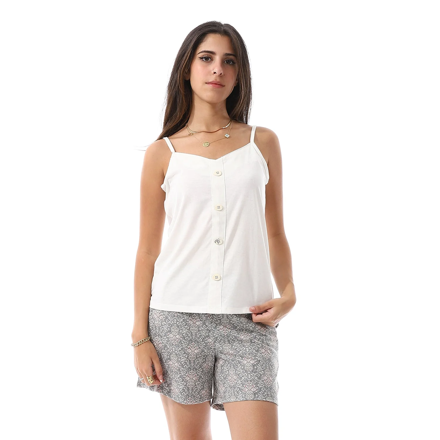 Womens Floral Print Pajama Set - Gray - Image 4