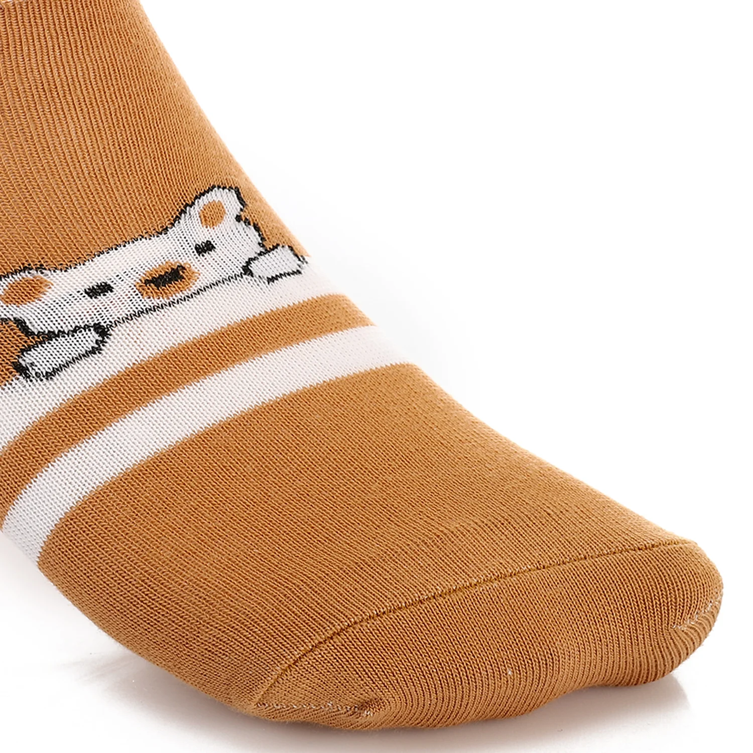 Womens No Show Socks With Drawings - Beige - Image 2