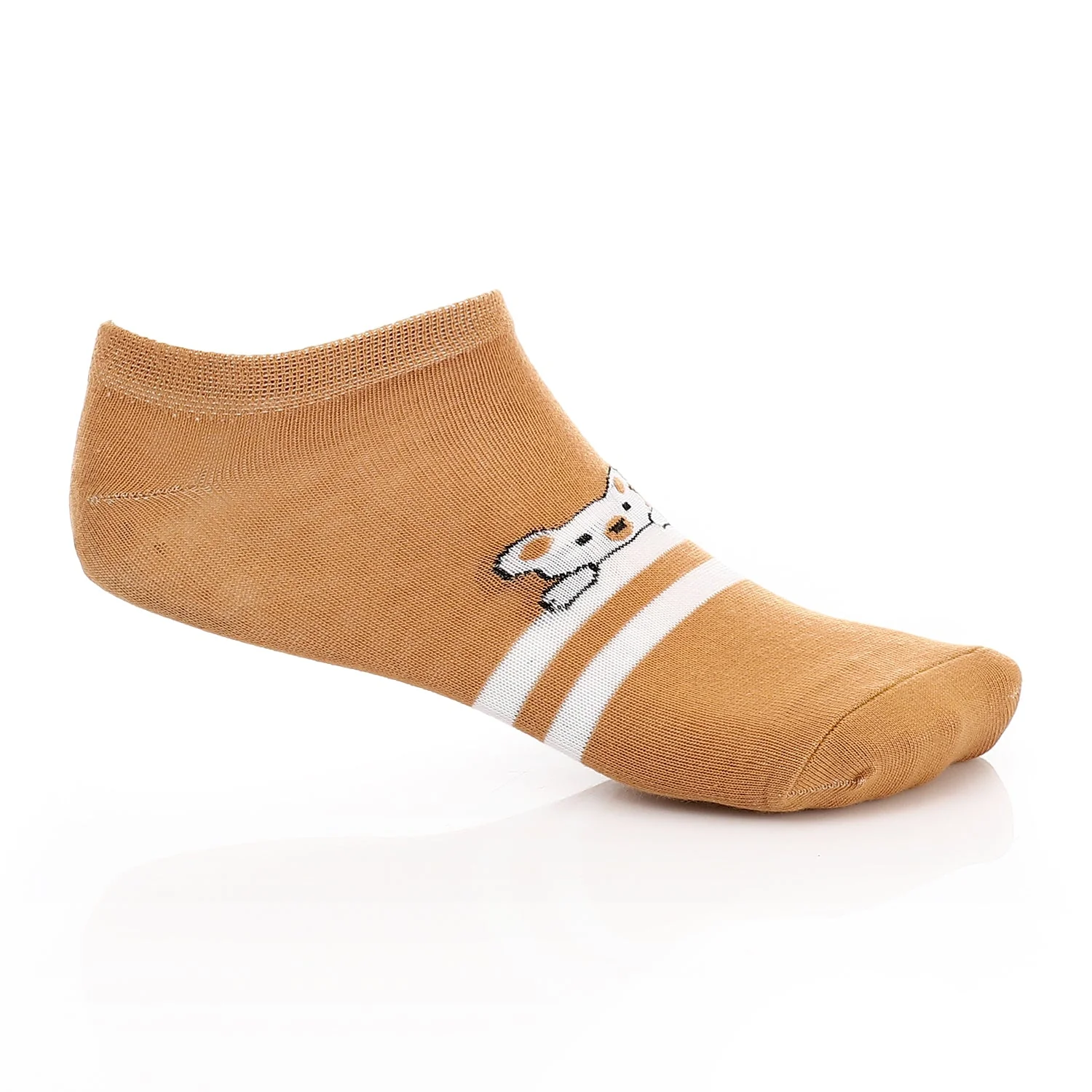 Womens No Show Socks With Drawings - Beige - Image 5