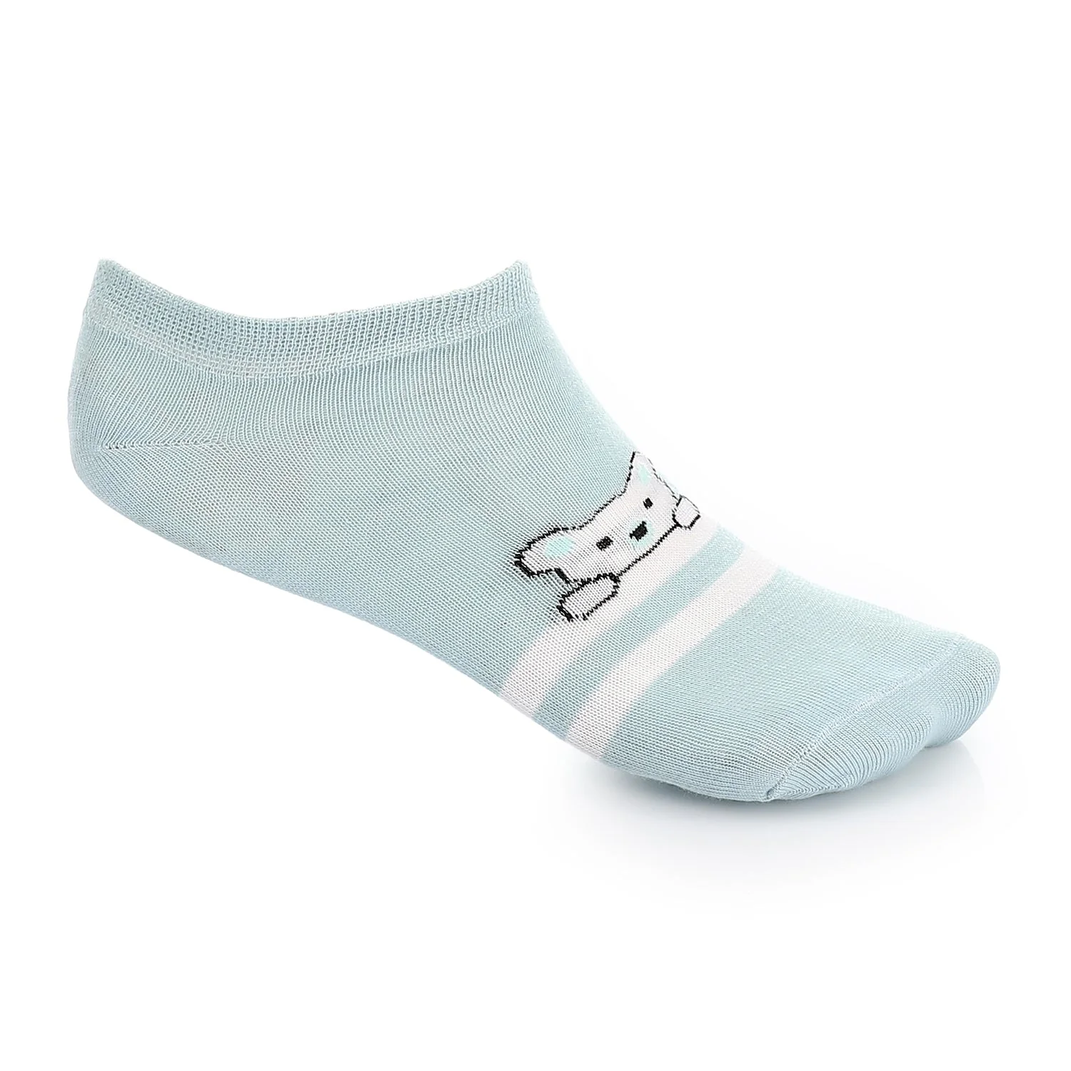 Womens No Show Socks With Drawings - Blue - Image 5