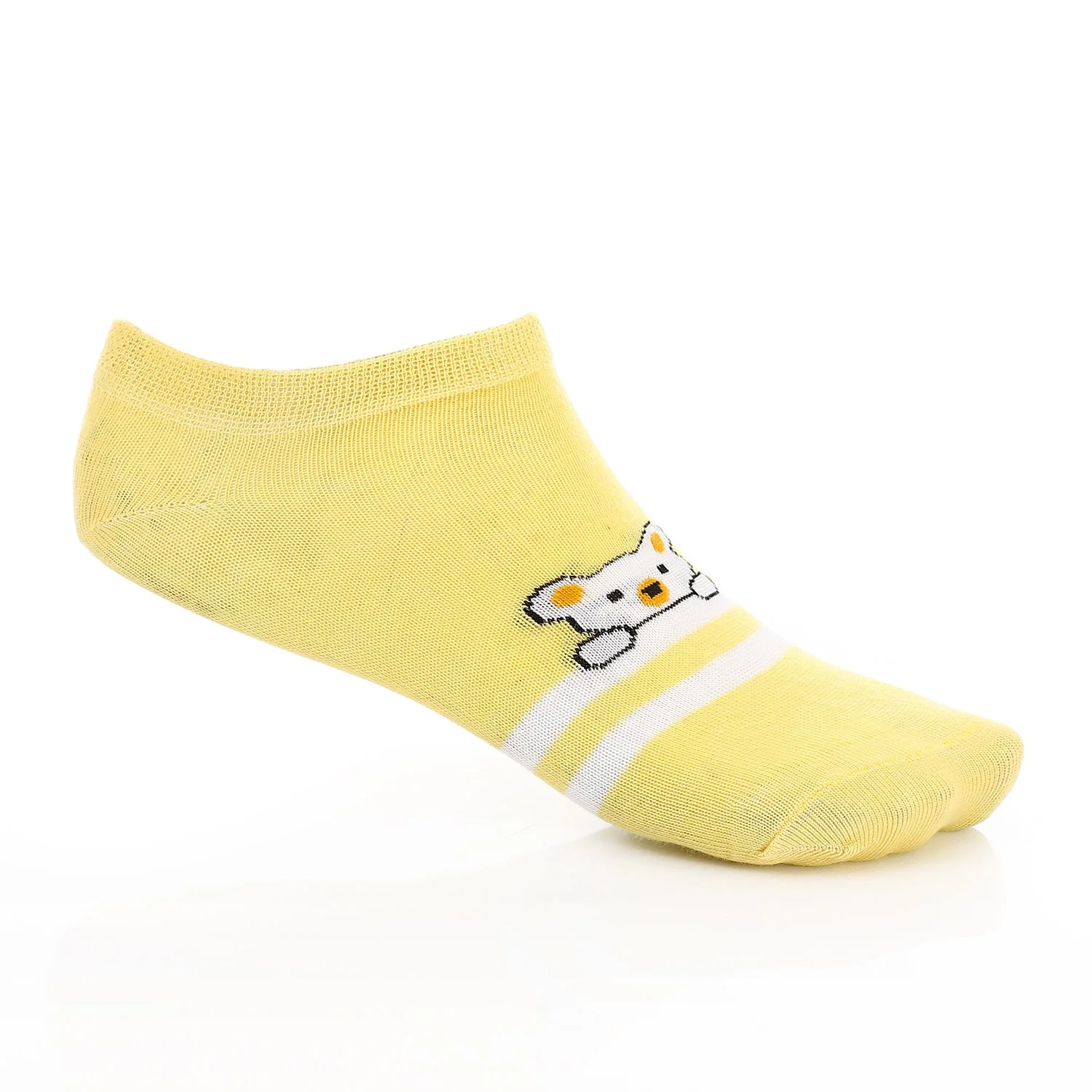 Womens No Show Socks With Drawings - Yellow - Image 3