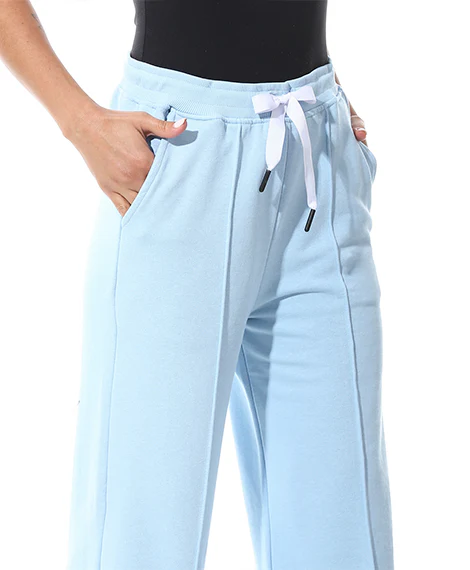 Women's Summer Wide Leg Trousers - Blue - Image 2