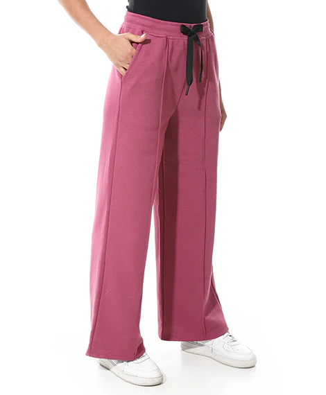 Women's Summer Wide Leg Trousers - Burgundy - Image 2