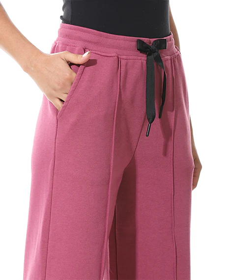 Women's Summer Wide Leg Trousers - Burgundy - Image 3